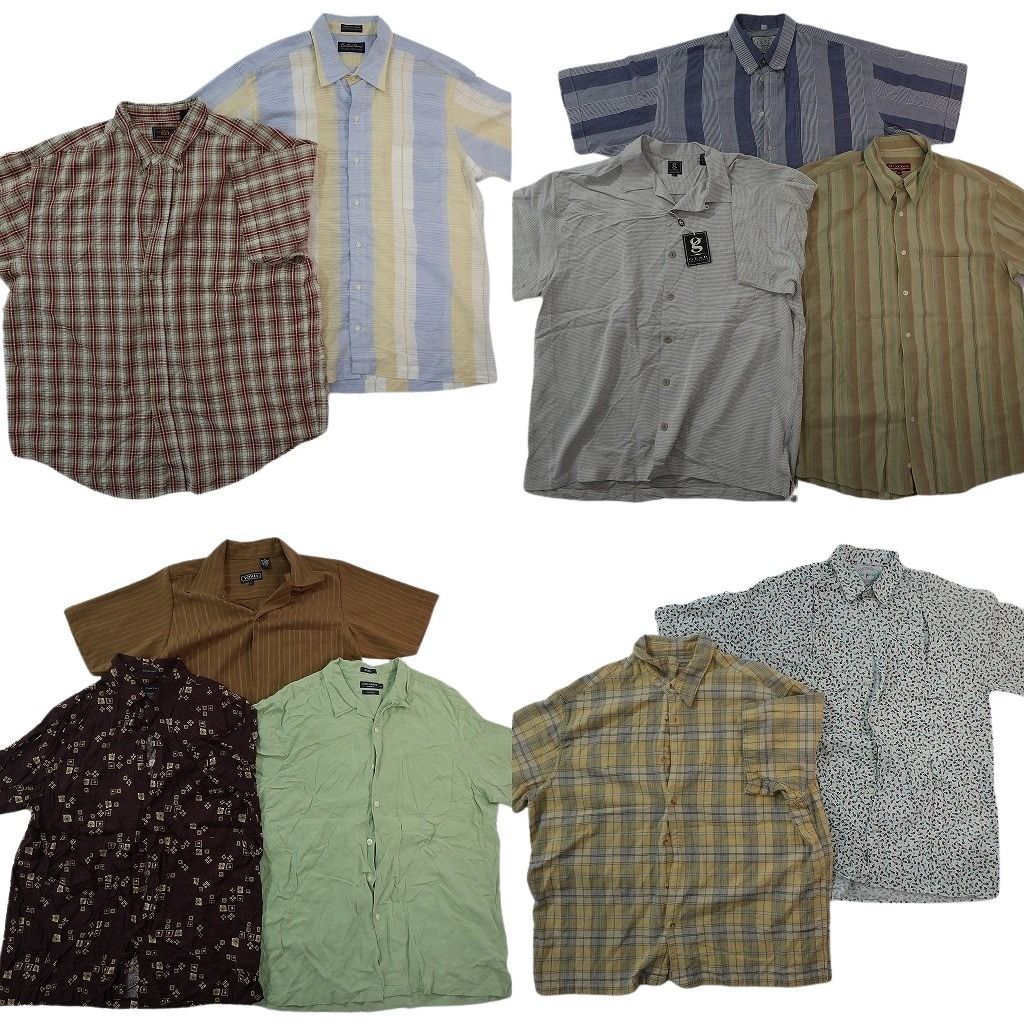 古着卸 まとめ売り 半袖シャツ 10枚セット ( メンズ XL ) オープンカラー マルチストライプ 総柄 ボックスカット 中古 古着 NG0305 9,240円