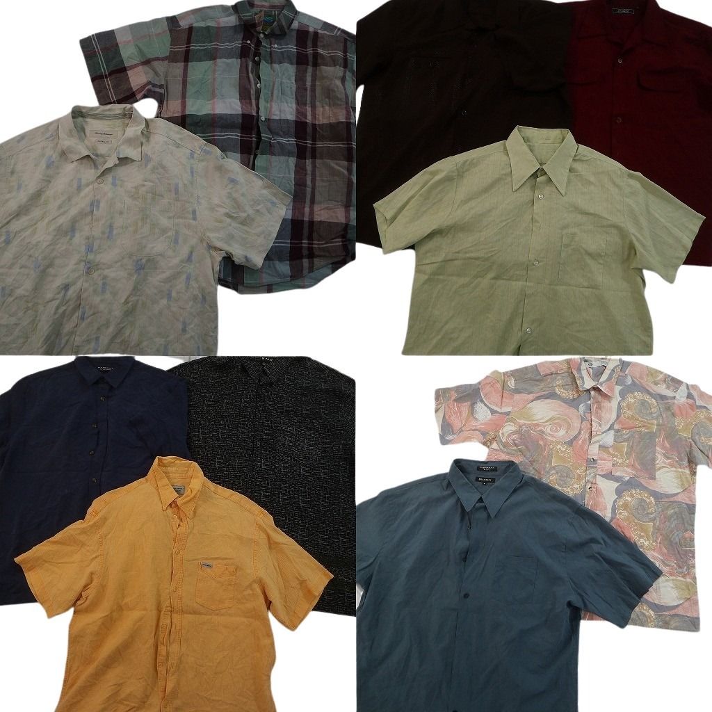 古着卸 まとめ売り 半袖シャツ 10枚セット ( メンズ XL ) ポケット付き 山ポケ ボックスシルエット チェック柄 中古 古着 NG0335