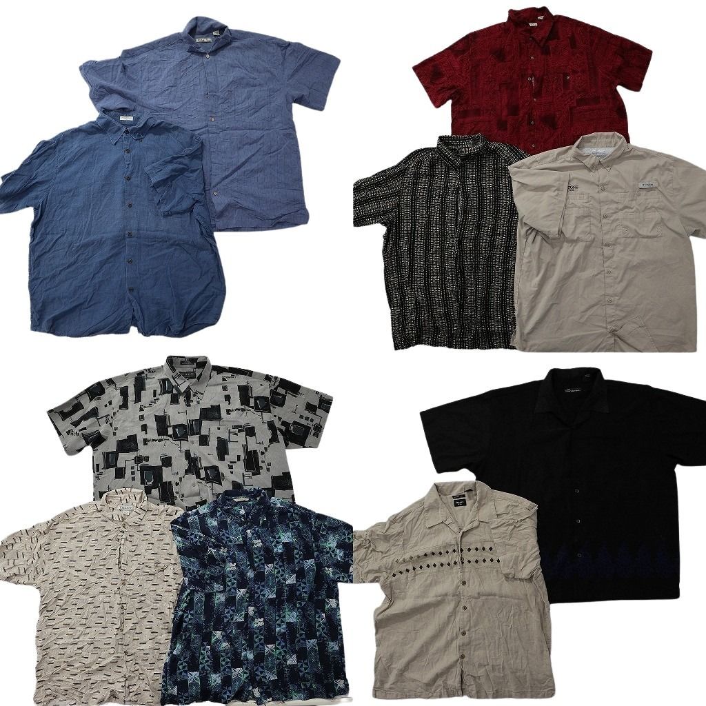 古着卸 まとめ売り 半袖シャツ 10枚セット ( メンズ 2XL ) ボタンダウン ポケット付き フィッシング PFG 中古 古着 NG0342