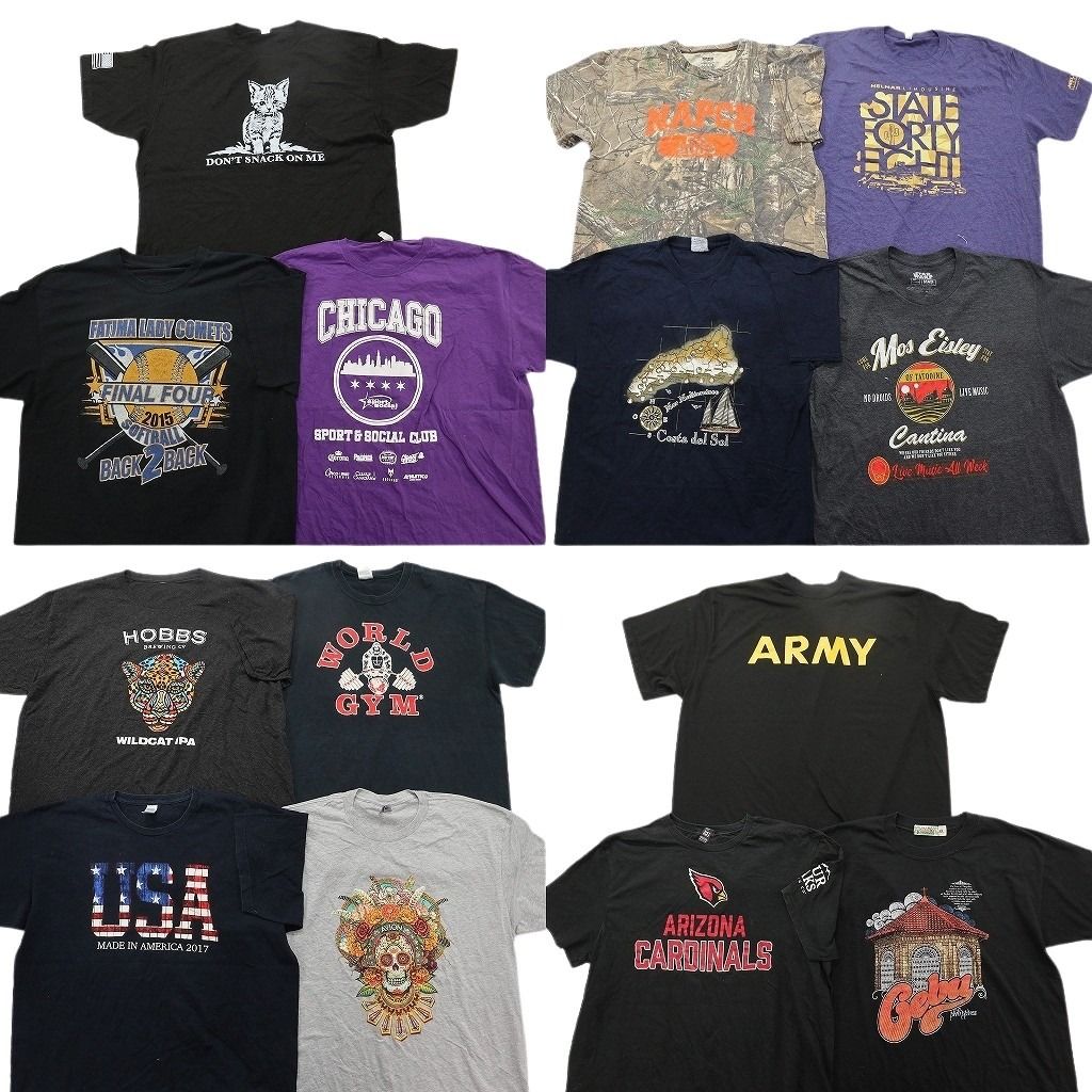 古着卸 まとめ売り プリント Tシャツ 14枚セット ( メンズ XL ) アニマル ミリタリー ARMY 星条旗柄 リアルツリー 中古 古着 NG0364 11,644円