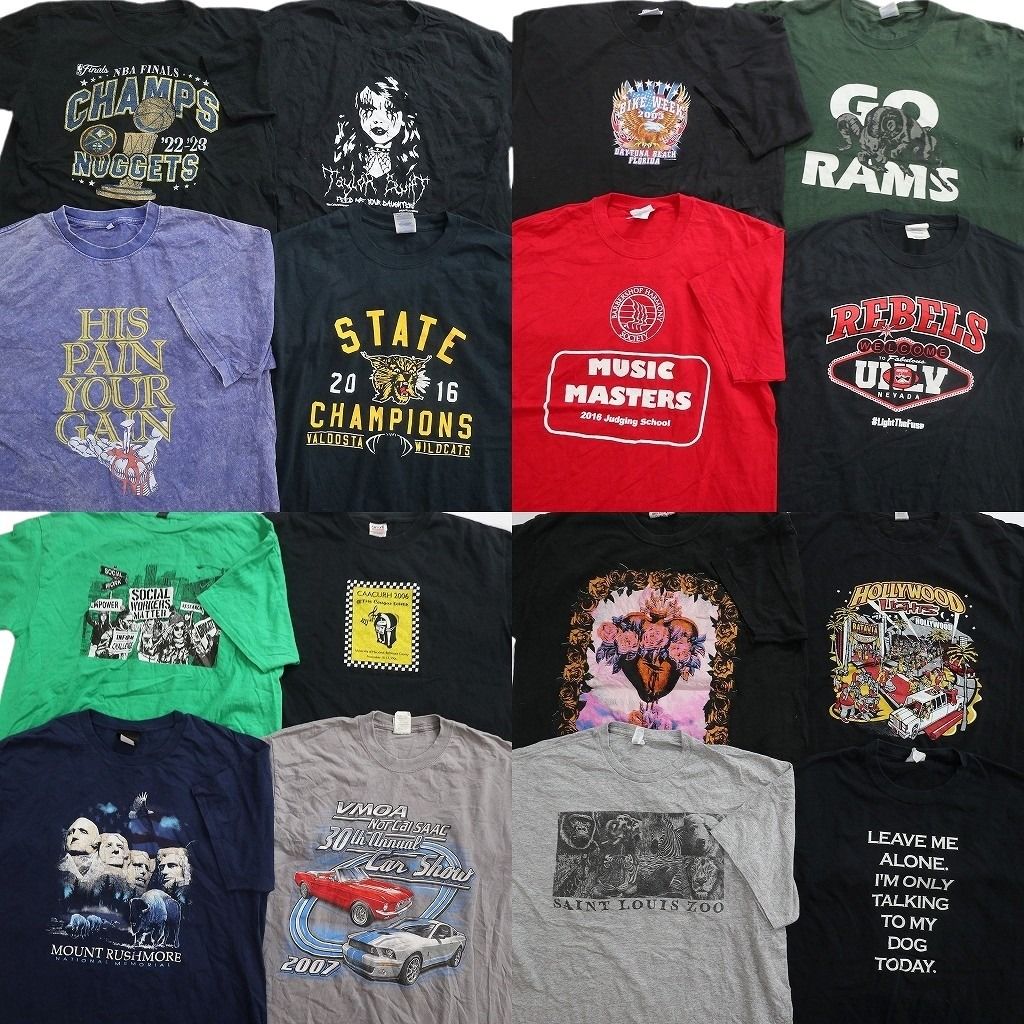 古着卸 まとめ売り プリント Tシャツ 16枚セット ( メンズ Ｌ ) プロチーム NBA ナゲッツ レーシング アニマル イーグル 中古 古着 NG0388