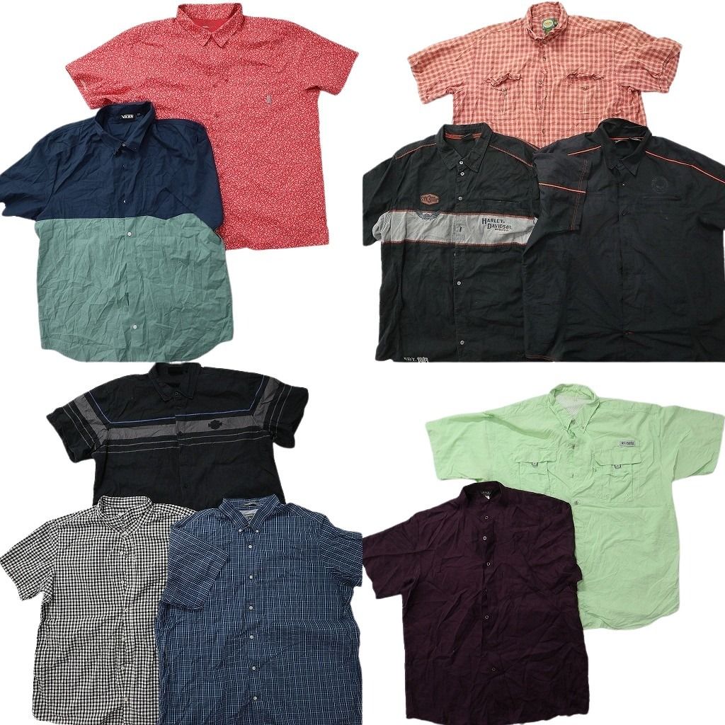 古着卸 まとめ売り ブランド 半袖シャツ 10枚セット ( メンズ 2XL ) ハーレーダビッドソン カベラス エディーバウアー 中古 古着 NG0412
