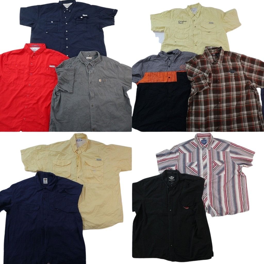古着卸 まとめ売り ブランド 半袖シャツ 10枚セット ( メンズ 3XL ) コロンビア ディッキーズ ラングラー カーハート 中古 古着 NG0502