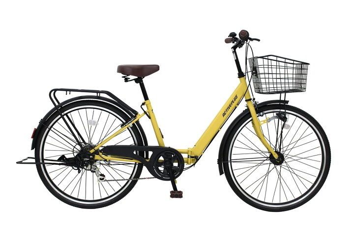 ミムゴ ACTIVE PLUS ノーパンク26インチ折畳み自転車 MG-AP266NCM 6段変速 LEDライト マットキャメル