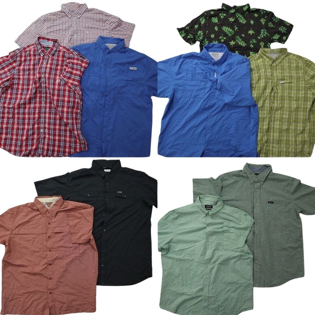 古着卸 まとめ売り ブランド 半袖シャツ 10枚セット ( メンズ XL ) コロンビア エディーバウアー チャップス エレメント 中古 古着 NG0551