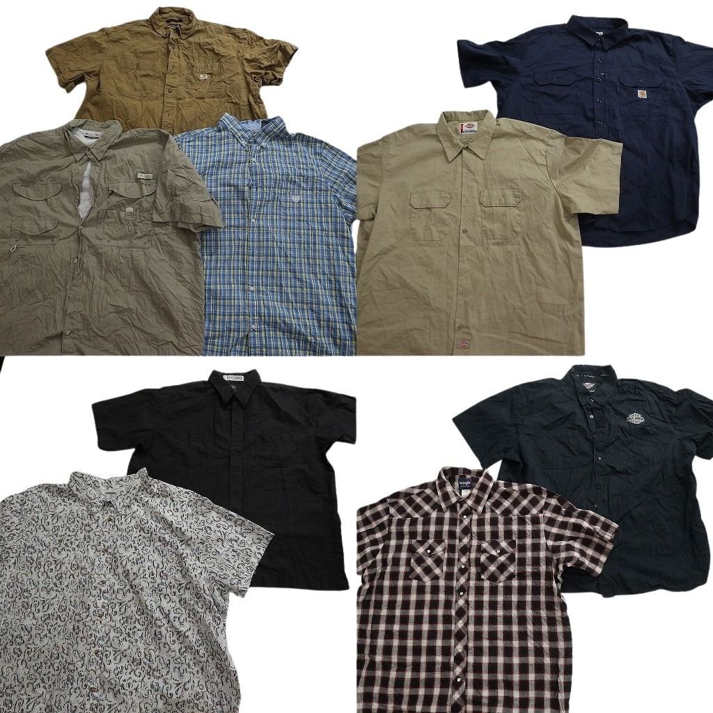 古着卸 まとめ売り ブランド 半袖シャツ 9枚セット ( メンズ 6XL/4XL/3XL ) ディッキーズ ハーレーダビッドソン カーハート 古着 NG0582