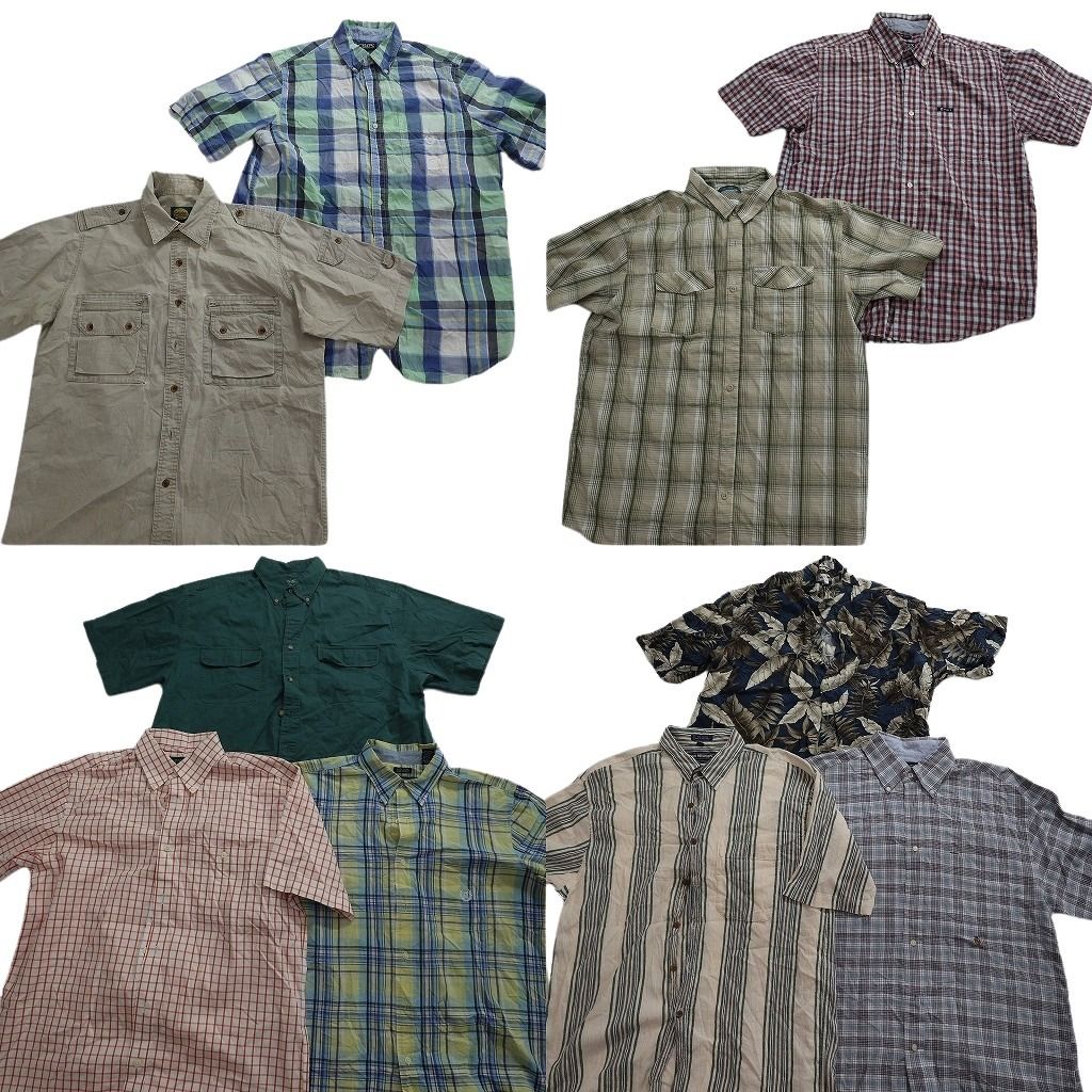 古着卸 まとめ売り ブランド 半袖シャツ 10枚セット ( メンズ L ) カベラス チャップス トミーヒルフィガー コロンビア 中古 古着 NG0596