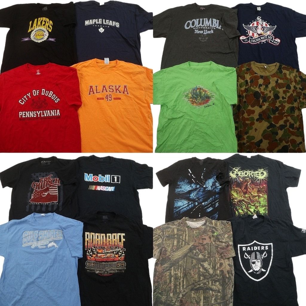 古着卸 まとめ売り プリント Tシャツ 16枚セット ( メンズ XL ) リアルツリー柄 プロチーム NFL レイダース カモ柄 中古 古着 NG0603 14,322円