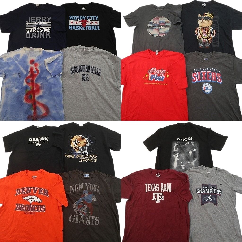 古着卸 まとめ売り プリント Tシャツ 15枚セット ( メンズ XL ) プロチーム MLB ブレーブス カレッジ風ロゴ 英文字プリント 古着 NG0616