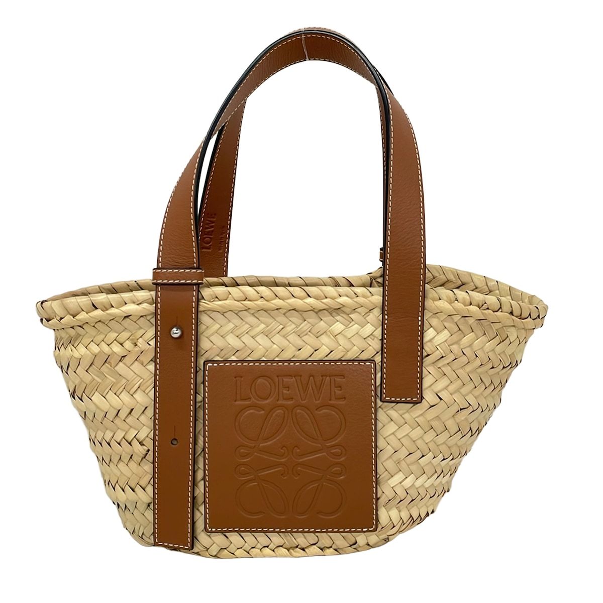 LOEWE(ロエベ) トートバッグ美品 バスケット ベージュ×ブラウン レザー 43,030円