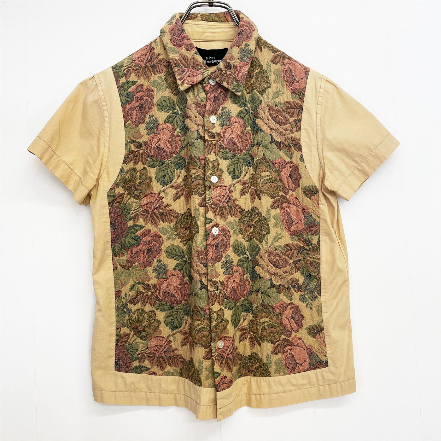 tricot COMME des GARCONS AD2000 トリコ コムデギャルソン 花柄 ジャカード 半袖 シャツ Ks7-146