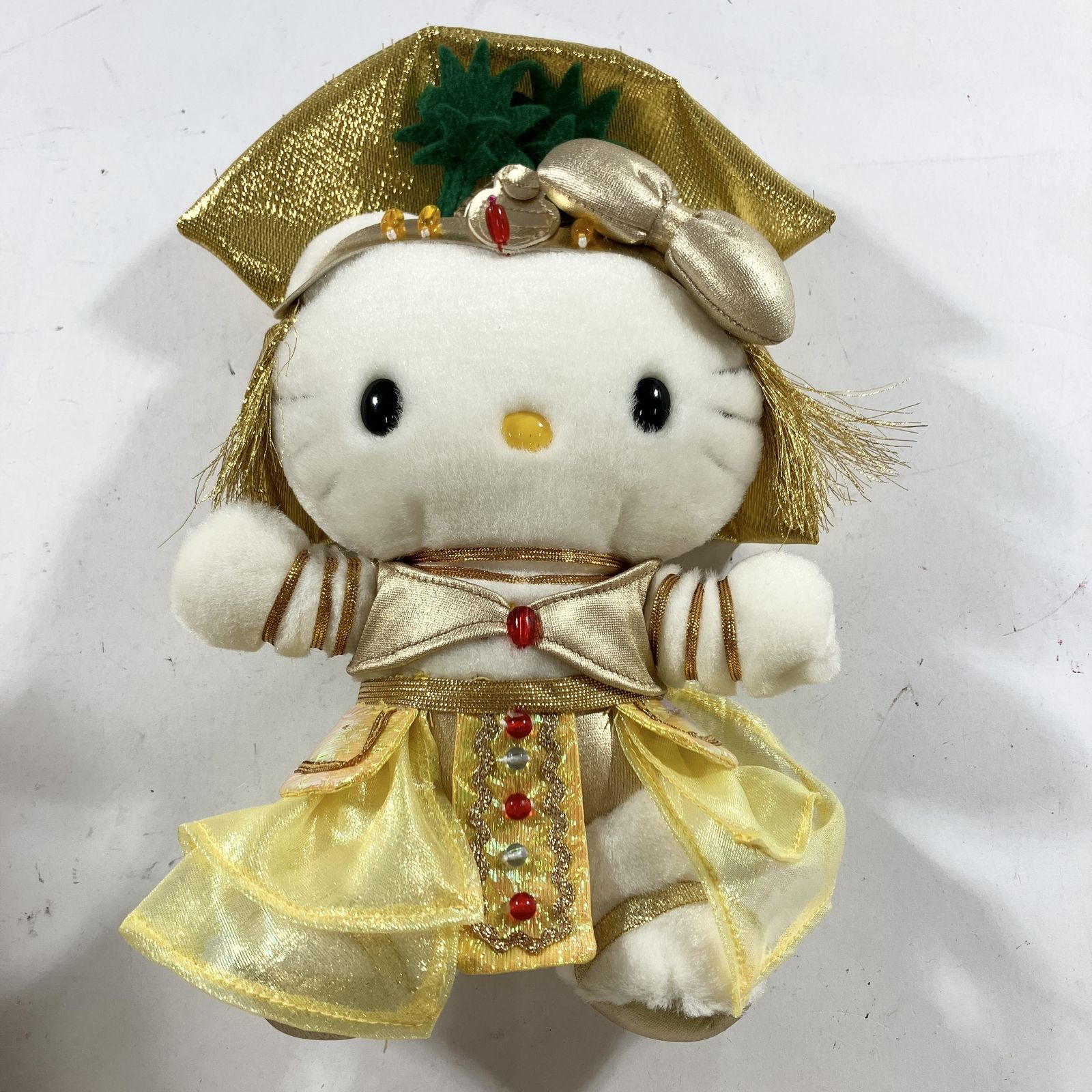 ★ 希少 レア サンリオピューロランド ドリームレビュー ハローキティ ぬいぐるみ ドレス ゴールド 金 2000年 レトロ キティ 現状品