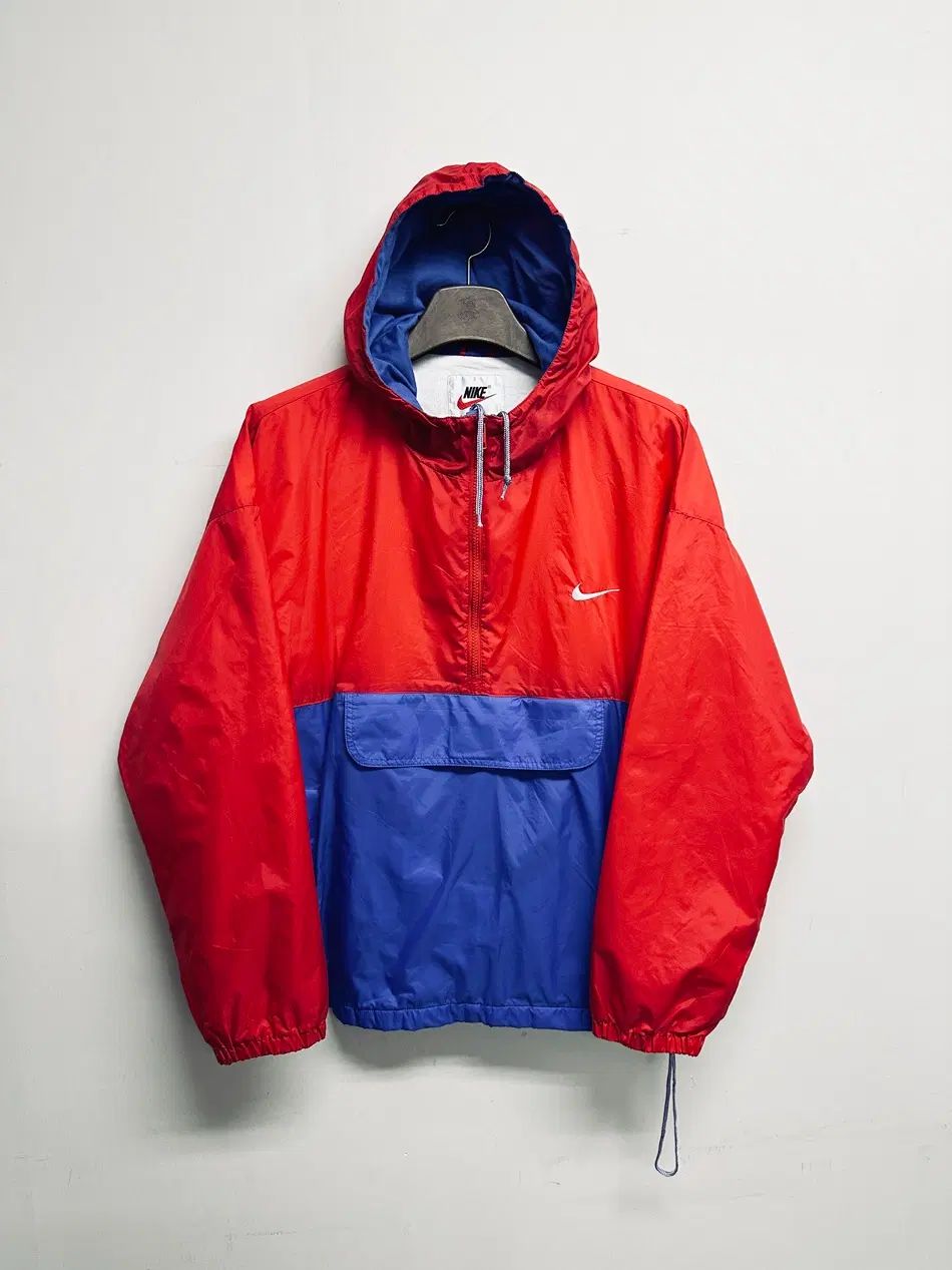 ナイキ (Nike) レッド/ブルー バイカラー ヴィンテージ Anorak（アノラック）ウィンドブレーカー (韓国 生産 / 100)