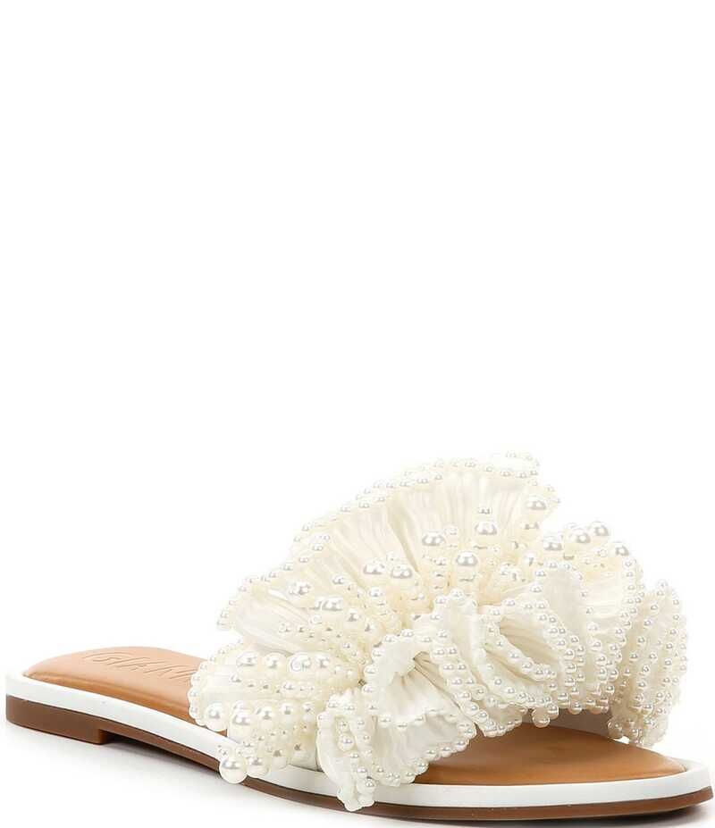 ジャンビニ レディース シューズ パンプス フリル サンダル Gianni Bini Zerina Pearl Ruffle Detail Slide Sandals White ホワイト 18,446円