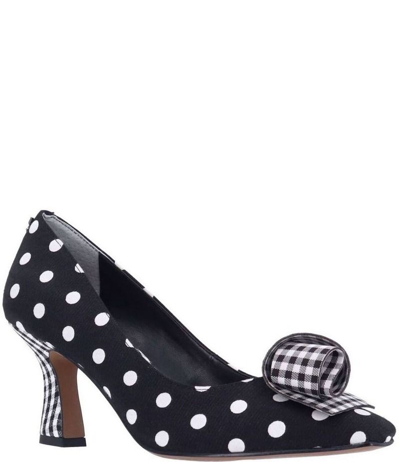 ジェイレニー レディース シューズ ヒール ドット柄 ドット J Renee Karali Polka Dot Pumps BlackWhite ホワイト