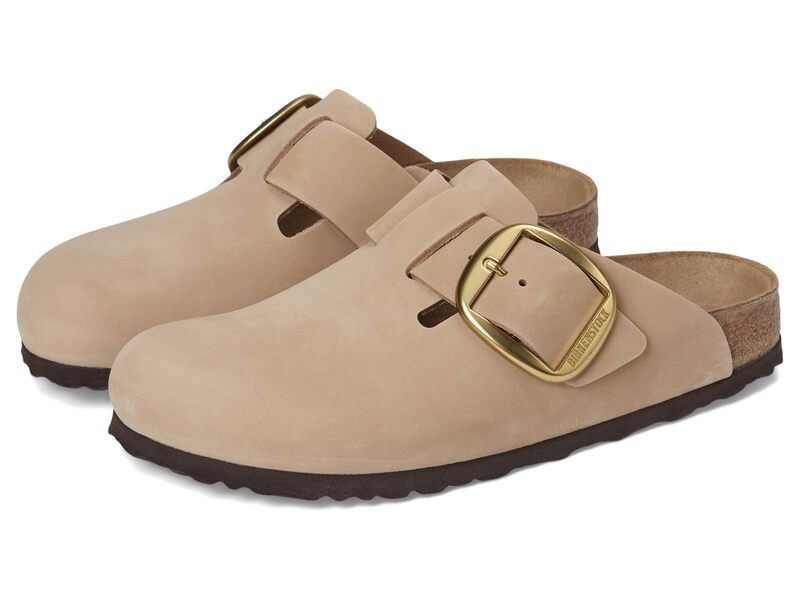 ビルケンシュトック レディース シューズ サンダル レザー Birkenstock Boston Big Buckle Nubuck Leather Sandcastle