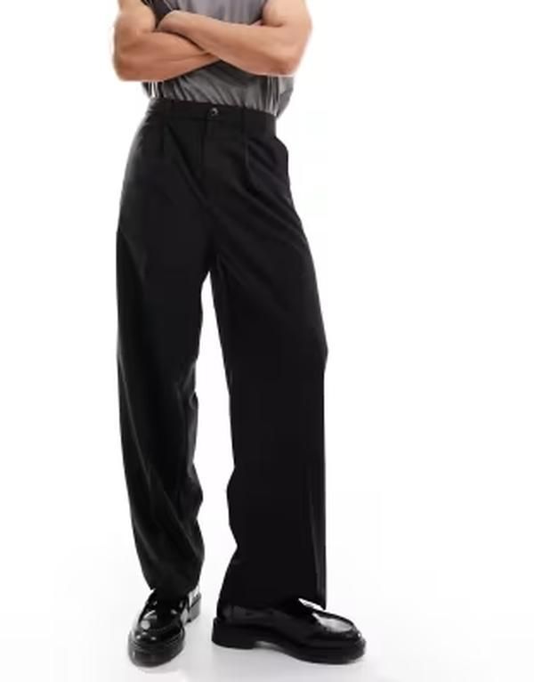 ウィークデイ メンズ ボトムス カジュアルパンツ Weekday Uno loose fit pants part of a set Black ブラック