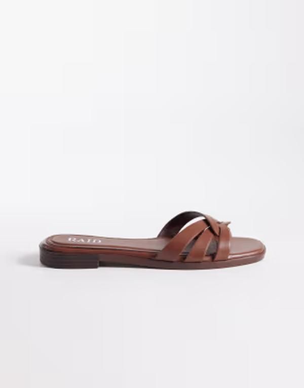 レイド レディース シューズ サンダル RAID Toffee flat slider sandals Brown pu ブラウン