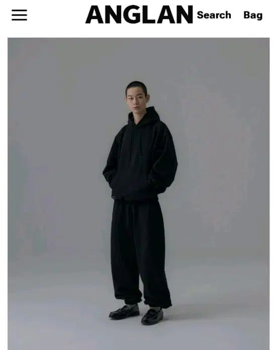 52,000円 ANGLAN 앵글런 サイドタック 起毛 ジョガースウェットパンツ ブラック 6,707円