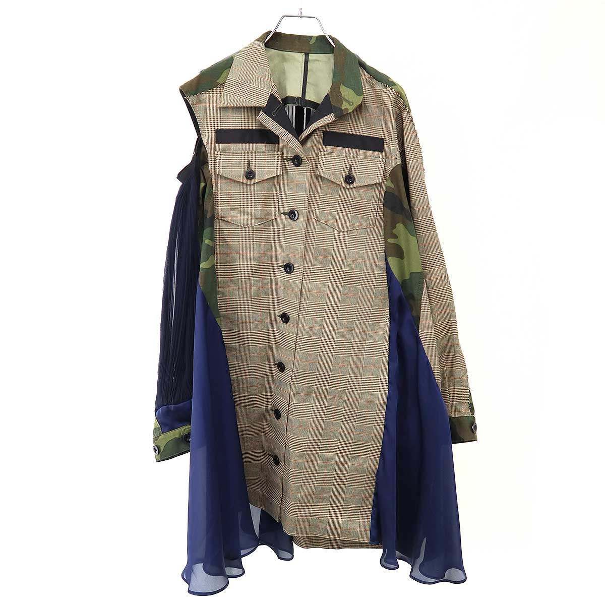 sacai サカイ 18SS 2WAY カモフラメッシュドッキングワンピース 18-03790 ベージュ 1