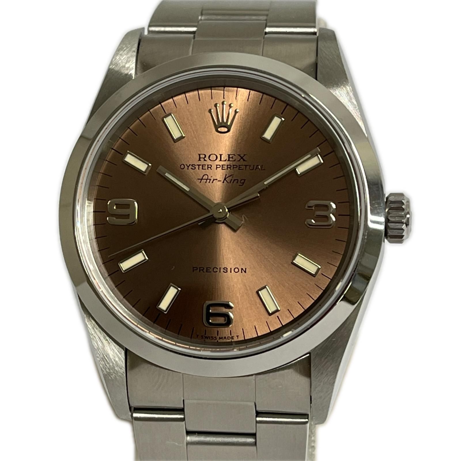 ROLEX ロレックス 腕時計 エアキング U番 自動巻き Gカード付 14000 ステンレススチール ライトブラウン