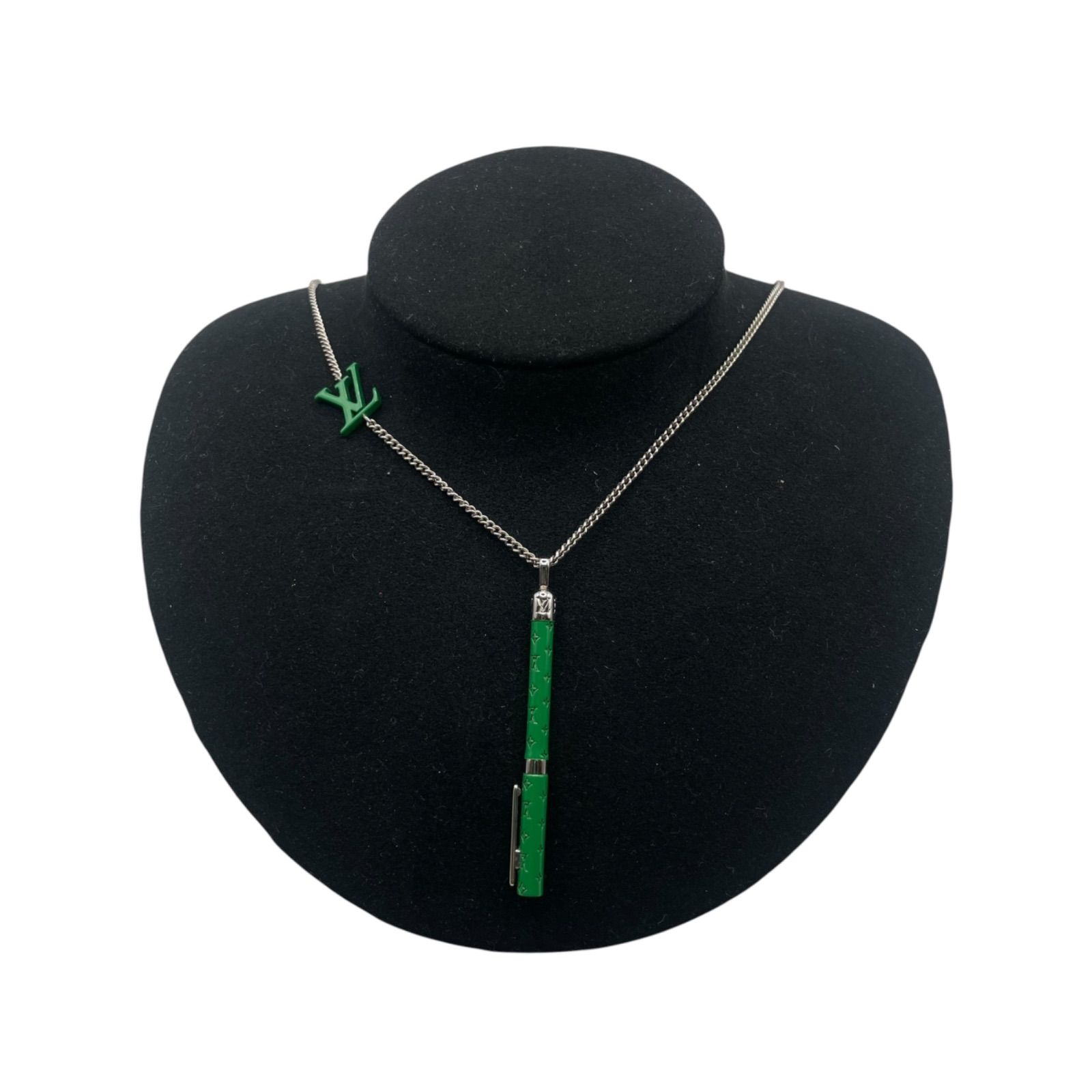 [Good Condition] LOUIS VUITTON Louis Vuitton Pendant LV Marker MP3145 Green Silver Green Highlighter Pen LV Logo Necklace Italian Men's Women's Unisex Brand Accessory Unique Pop Street