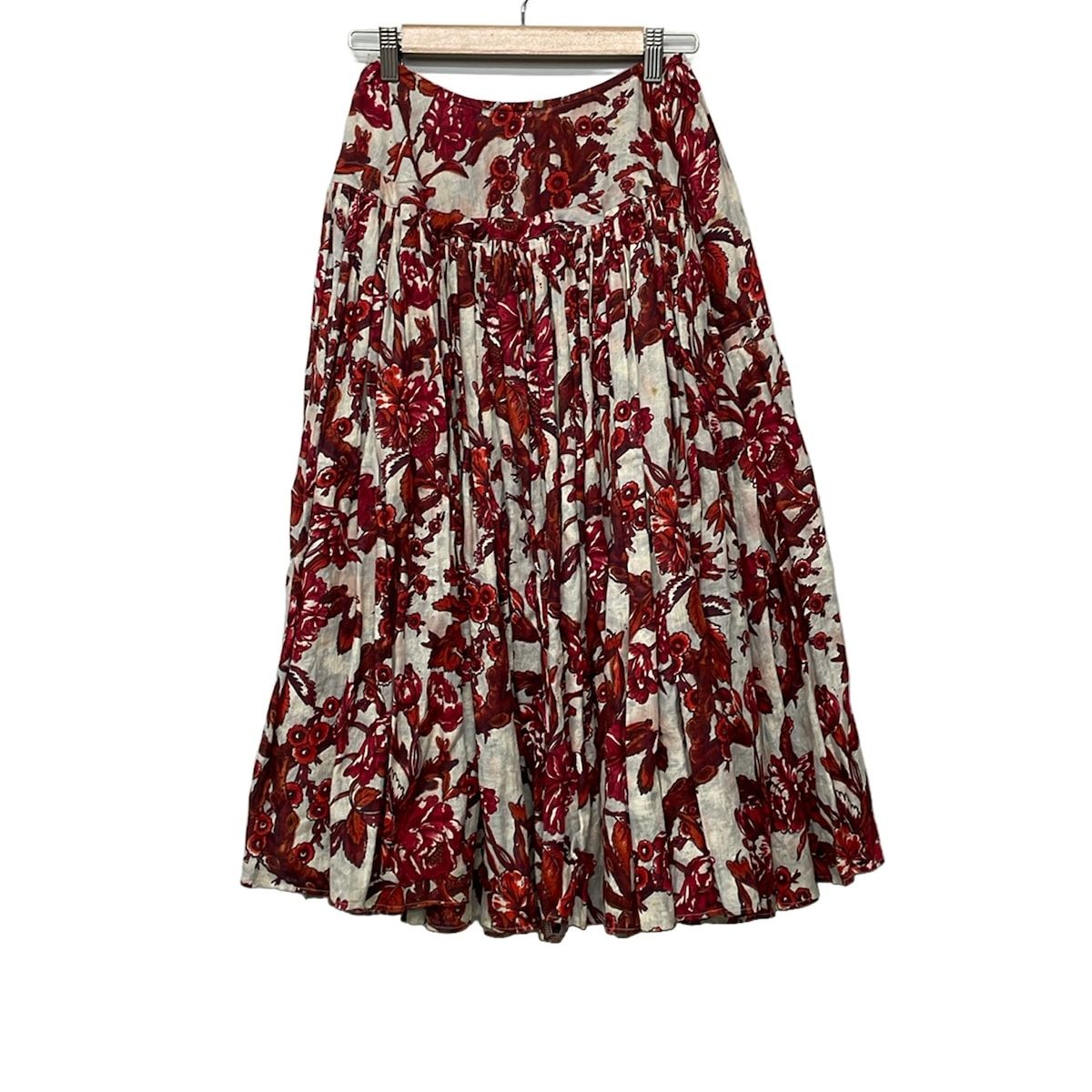 DRIES VAN NOTEN(ドリスヴァンノッテン) ロングスカート サイズ36 M レディース 白×レッド×オレンジ 花柄