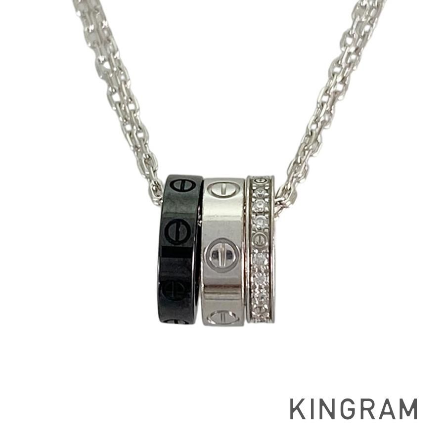 カルティエ Cartier スリーフープ K18WG ダイヤモンド ネックレス fhb【中古】