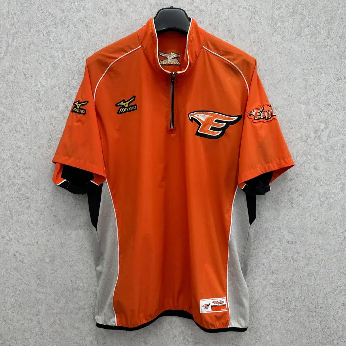4XL ミズノ ハンファイーグルス アセンティック メンズ ウォームアップ 半袖 ウィンドブレーカー