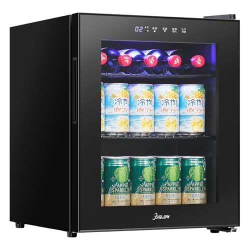 XiGLOW(シグロー) 45L 冷蔵庫 2?18℃ 展示用 一升瓶が丸ごと5本入る ファン式 コンプレッサー 日本酒収納 一升瓶 四合瓶 幅42cm タッチ式操作パネル 自動霜取り 1ドア 右開き ドリンク 静音 コンパクト 省スペース ガ b937ca01