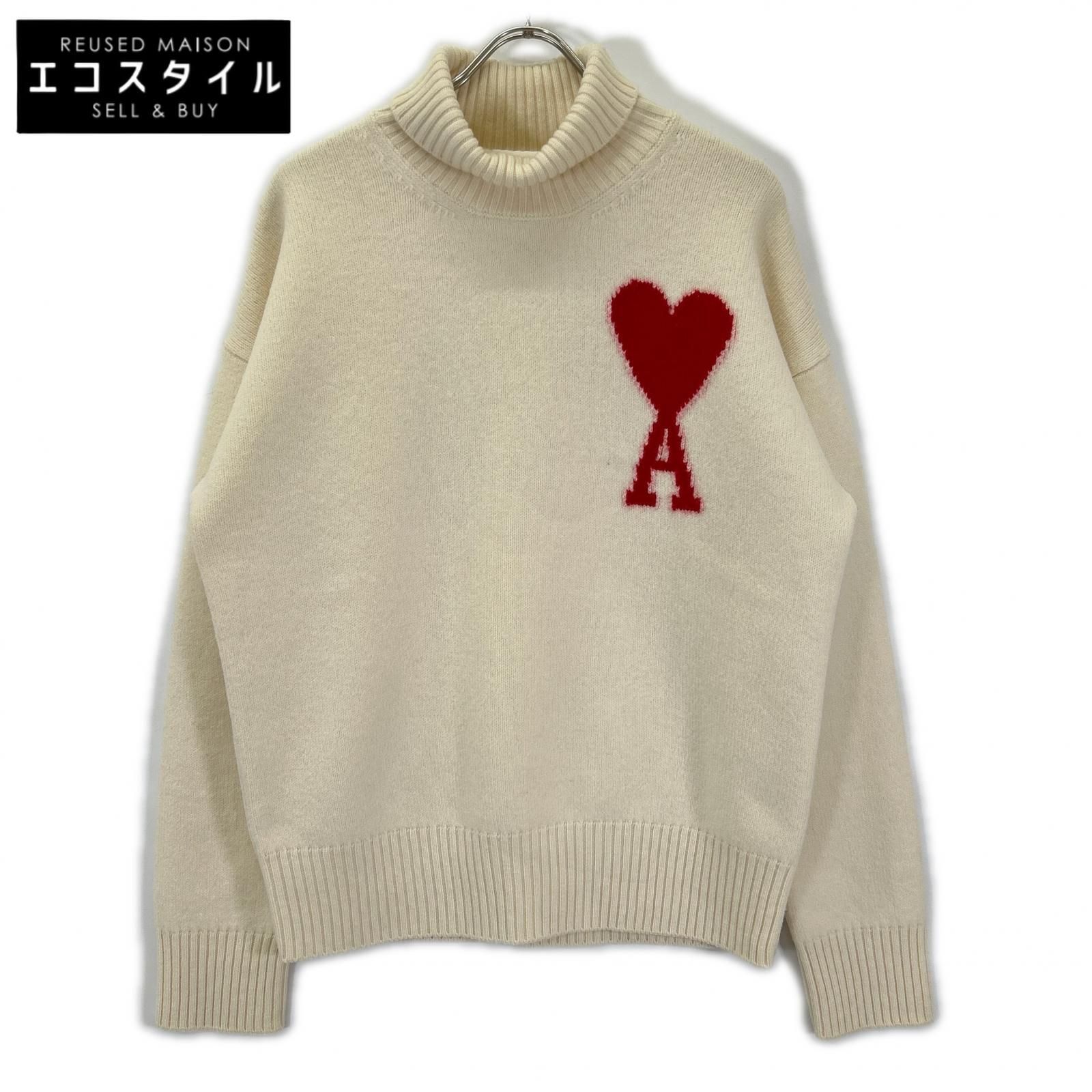 AMI Alexandre Mattiussi　アミアレクサンドルマテュッシ　BFUKS402 018 アイボリー ウール タートルネック ニット　S