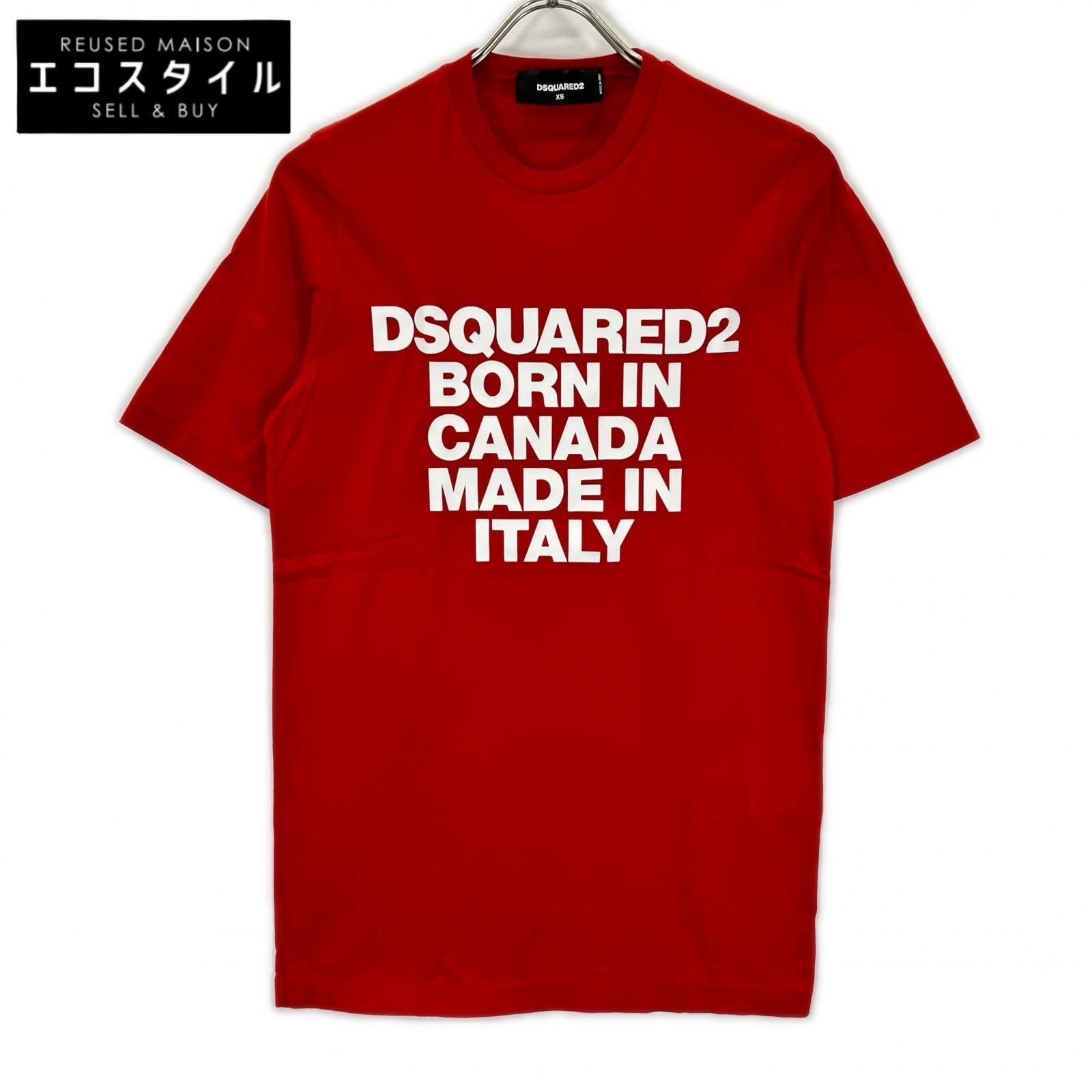 DSQUARED2 ディースクエアード 19年 レッド S75GD0023 Renny Fit メッセージ半袖 Tシャツ XS