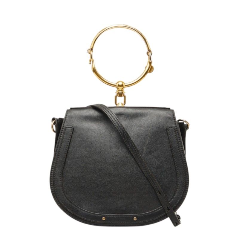クロエ ナイル ハンドバッグ ショルダーバッグ 2WAY ブラック レザー レディース Chloe【1-0283506】