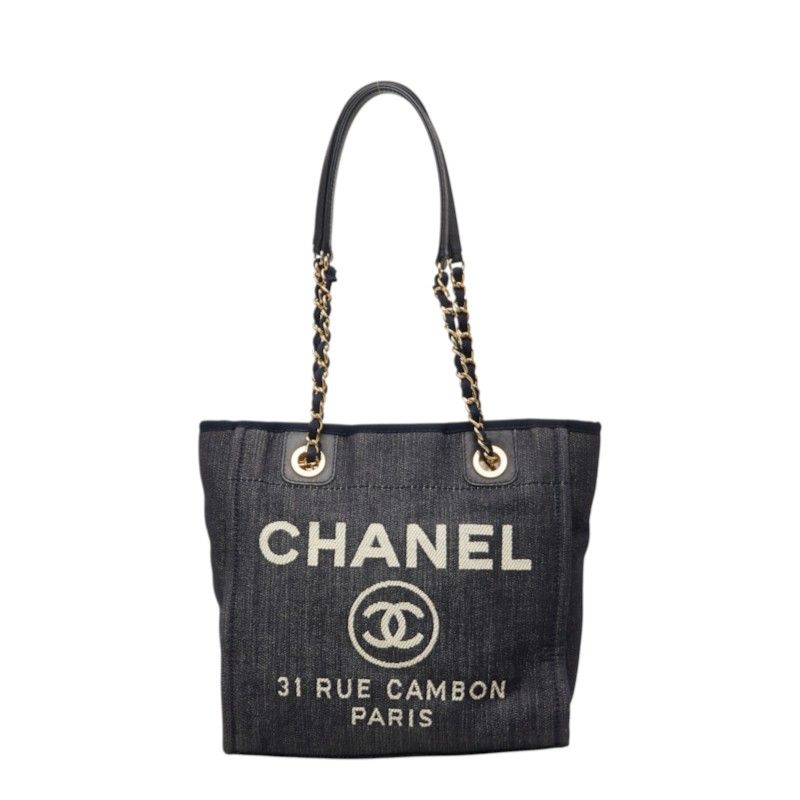 シャネル ココマーク ドーヴィルPM チェーン トートバッグ ショルダーバッグ ネイビー キャンバス レザー レディース CHANEL【1-0284846】 149,000円