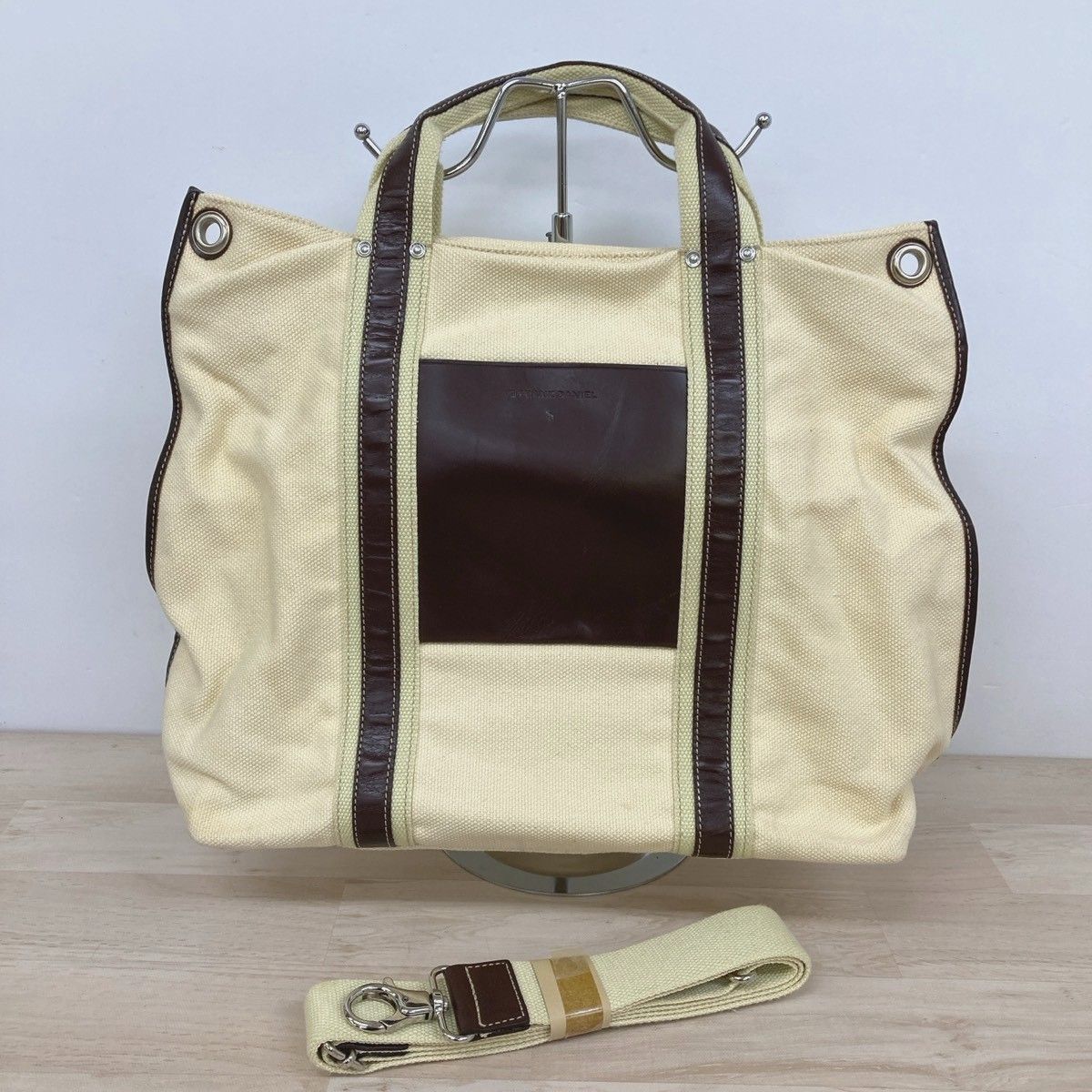 FRANK DANIEL/フランクダニエル キャンバス×レザー 2WAY トートバッグ 
