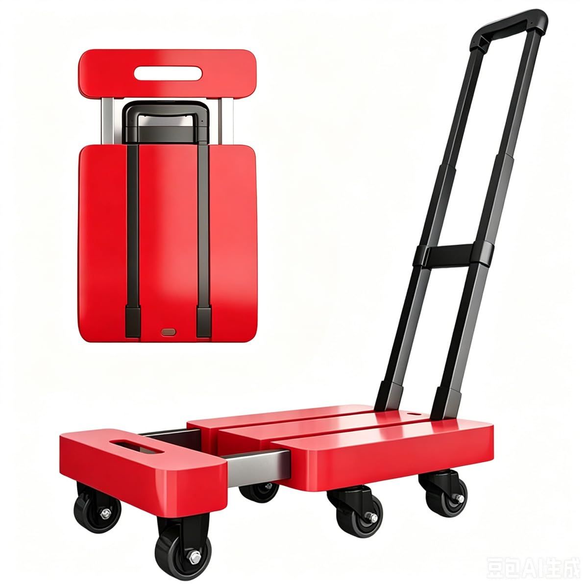 【晨陽小店】折りたたみ台車 150kg耐荷重 滑り止め伸縮荷台 6輪TPR静音 3段階ハンドル 重い荷物 運搬カート グレー赤青選択可 | カーボンスチール防錆ハンドル、底板12cm伸長可能、折畳み31×59cm、6輪TPR静音、引越・買物・ 07d1aea7 6,779円