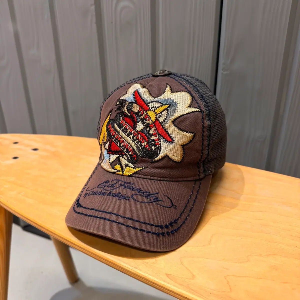Ed Hardy エドハーディー クリスチャン オーディザイン メッシュ ベースボールキャップ デニム