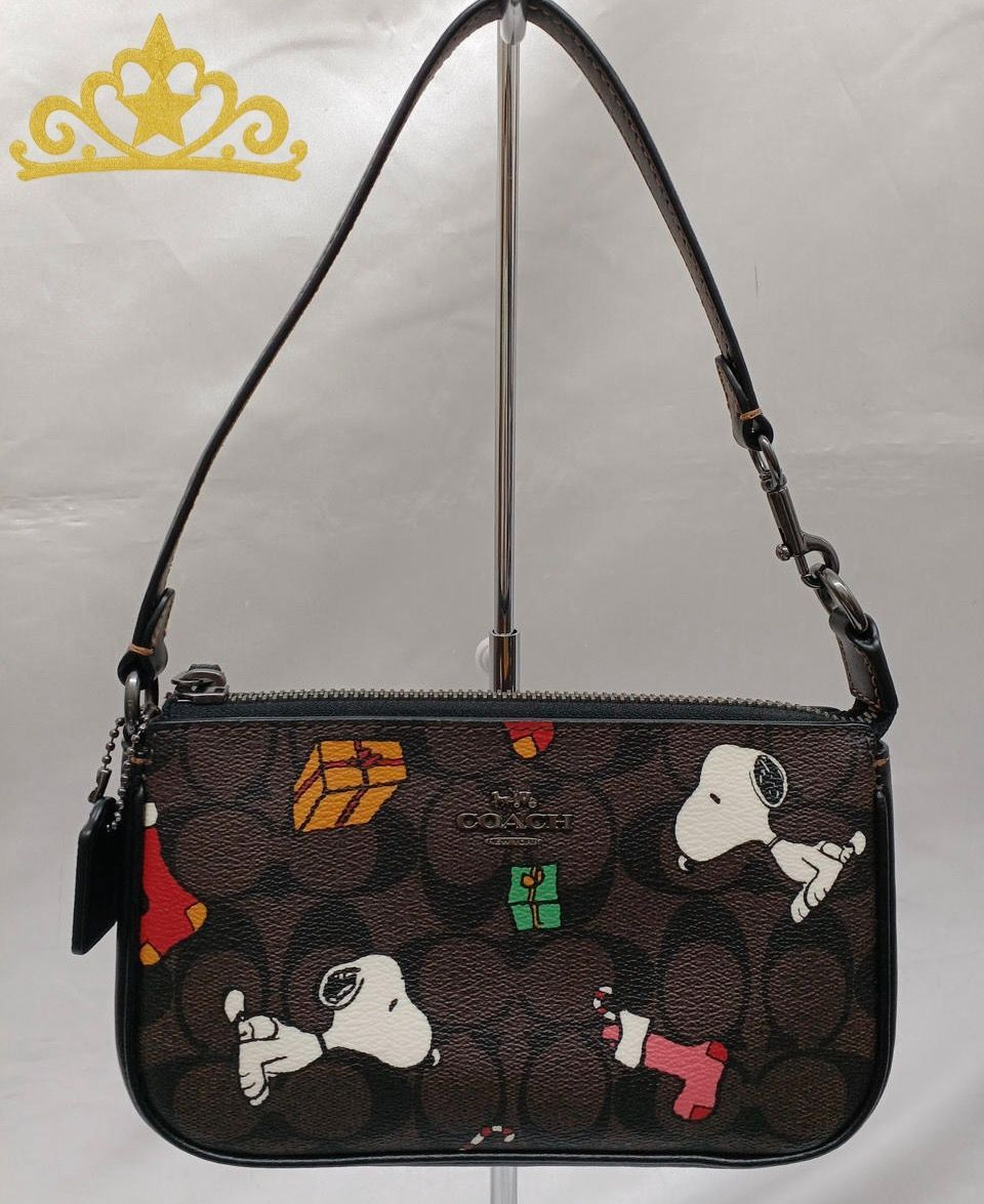 COACH X PEANUTS シグネチャー ノリータ19 スヌーピー プリント ショルダーバッグ レディース コーチ