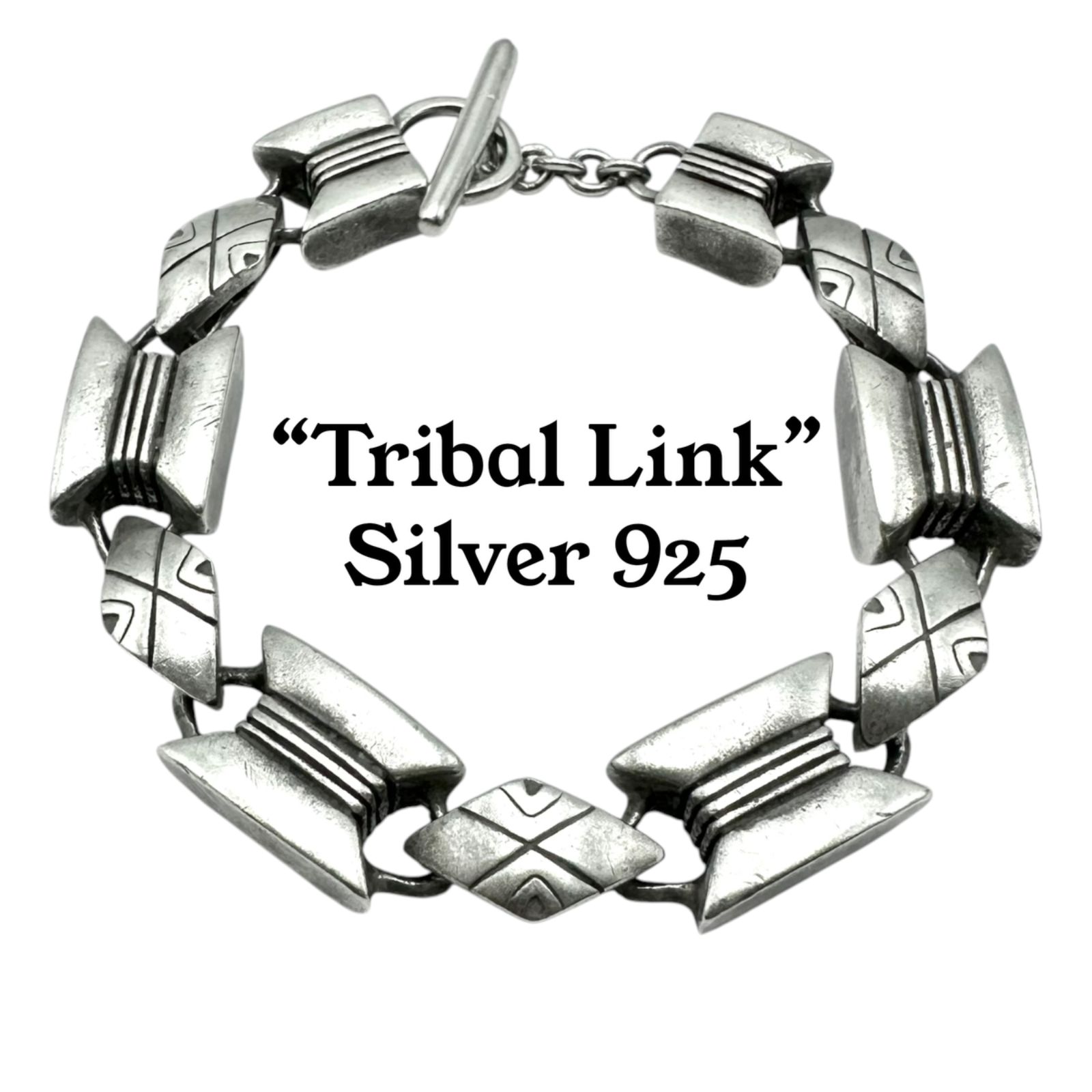 【迫力の重厚感】 トライバル モダン Silver 925 刻印 Design Bracelet シルバー ブレスレット 52g 超重厚 大ぶり エスニック 民族調 インディアンジュエリー アメリカン 一点もの
