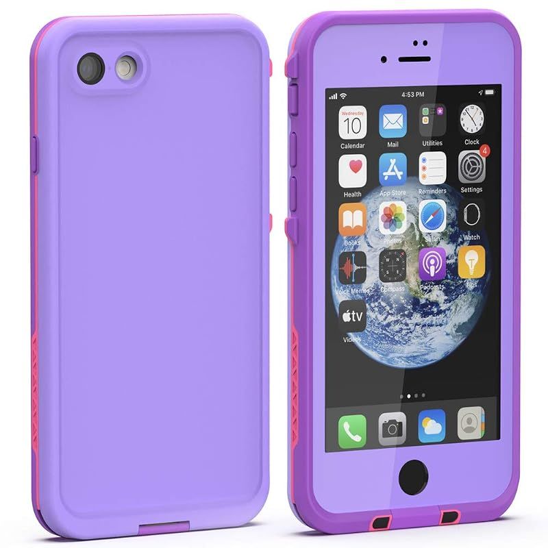 【新品】 Diverbox iPhone SE 2020用防水ケース iPhone 8 防水ケース、防水 耐衝撃 IP68 フルボディ 頑丈なケース スクリーンプロテクター内蔵 フルシールドカバー用 4.7インチ(パープル)