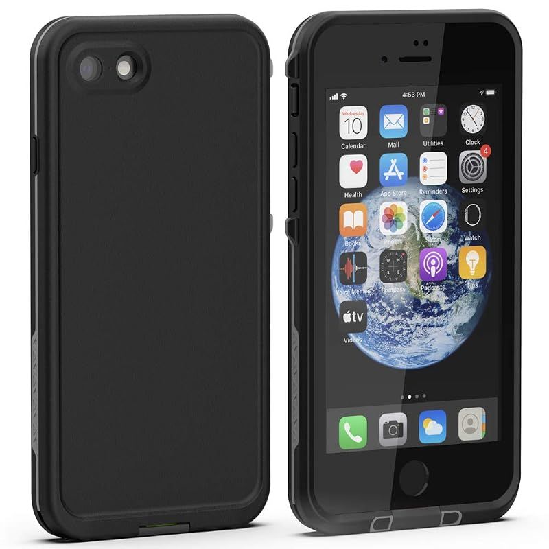 【新品】 Diverbox iPhone SE 2020用防水ケース iPhone 8 防水ケース、防水 耐衝撃 IP68 フルボディ 頑丈なケース スクリーンプロテクター内蔵 フルシールドカバー用 4.7インチ (ブラック)