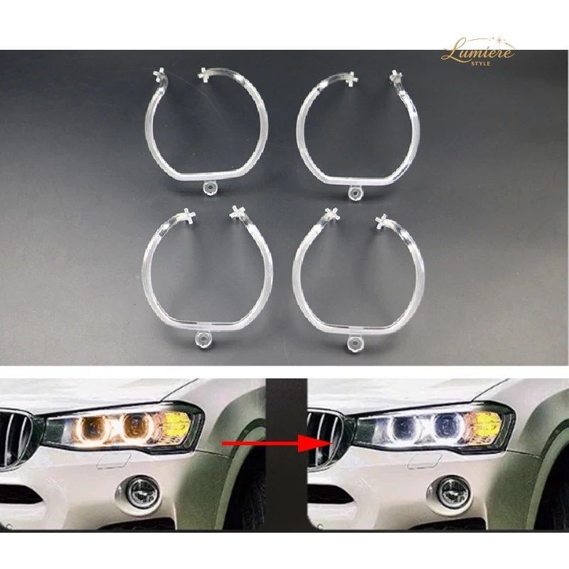 車のDRLヘッドライトライトガイドプレートデイタイムランニングランプチューブバーエンジェルアイBMW X3 X4 F25 2014 - 16