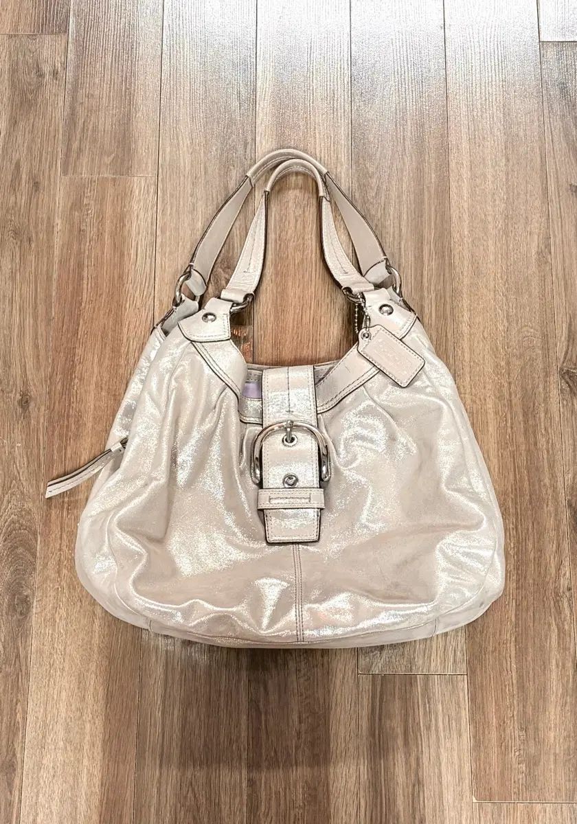 コーチ ショルダーバッグ シルバー アシュリー メタリック HOBO BAG