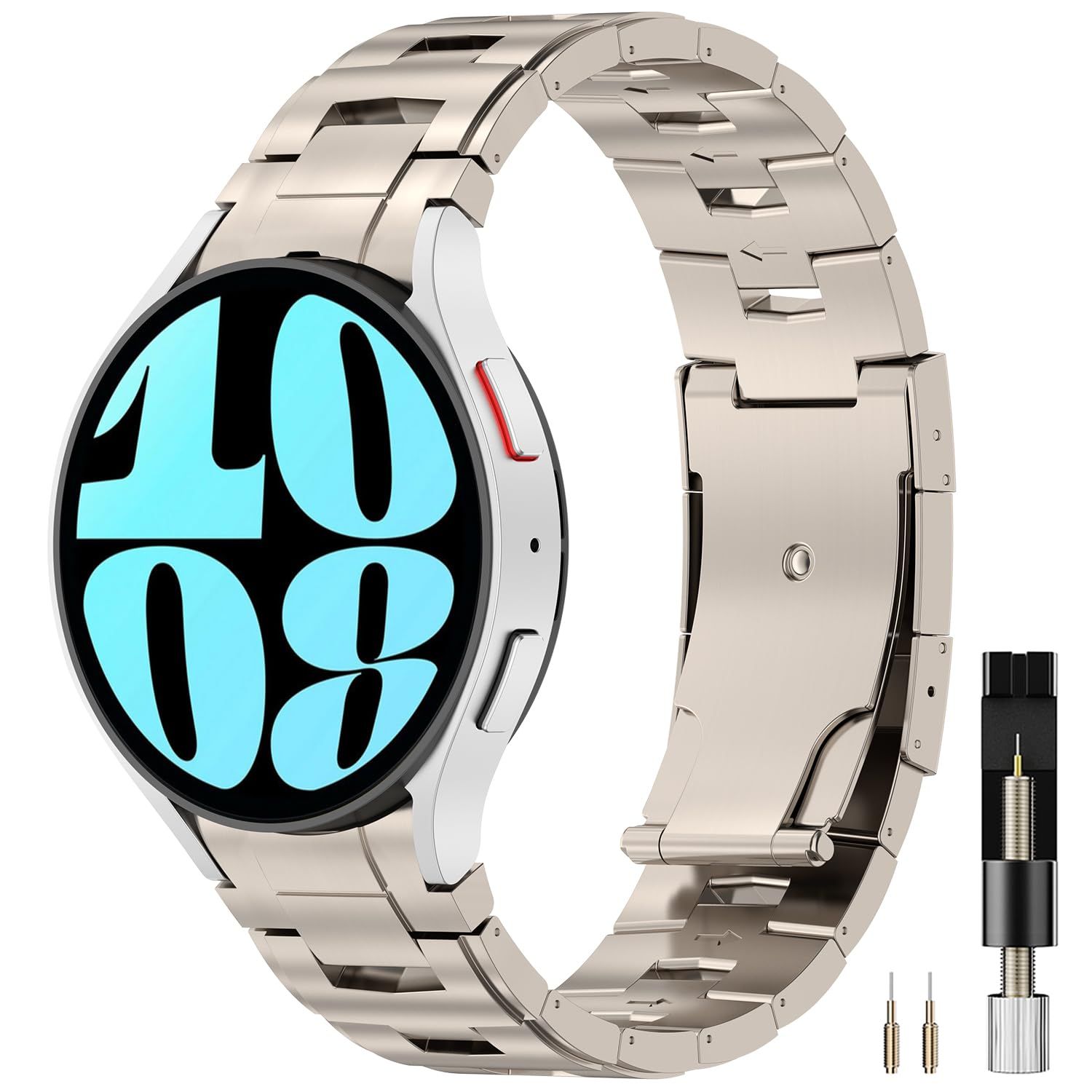 [Miimall] チタンバンド for Galaxy Watch 7 バンド 金属ベルト チタンベルト メタルベルト 防水 軽量 ビジネス 交換ベルト メタルウォッチバンド Galaxy Watch 7 40mm 44mm バンド対応 男女兼用 ストラップ