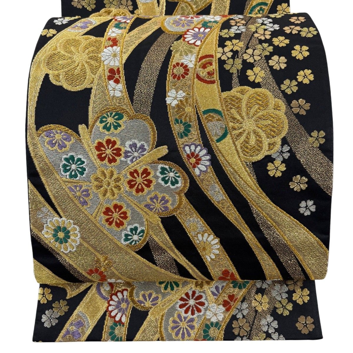 【美品】 袋帯 秀品 桜 蔓帯 唐織 金銀糸 黒 六通 正絹 【中古】 6,688円