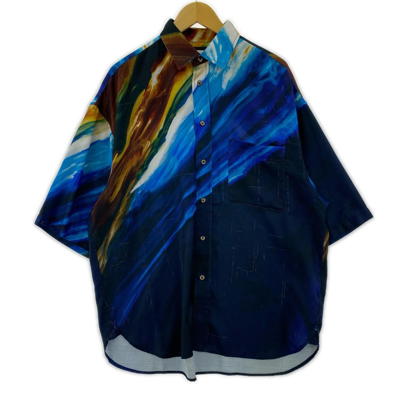 MAISON SPECIAL メゾンスペシャル 総柄半袖シャツ size0/ネイビー系