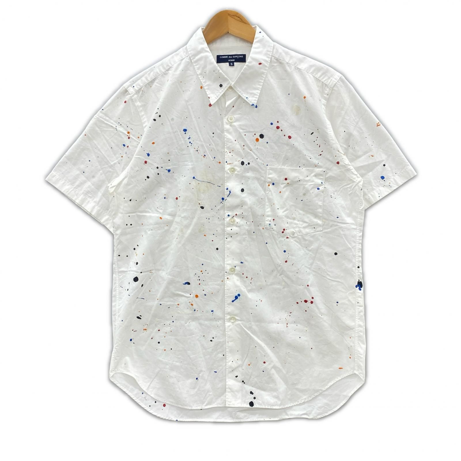 COMME des GARCONS コムデギャルソン HI-B027 SSペイント半袖シャツ sizeS/ホワイト 8,120円