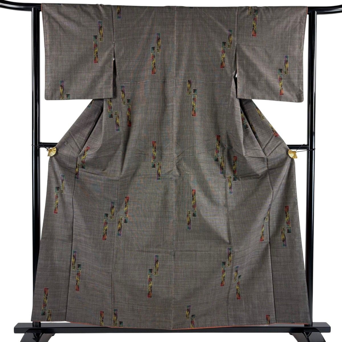 【美品】 大島紬 身丈159.5cm 裄丈62.5cm S 袷 純泥染 証紙 短冊 焦茶色 正絹 秀品 【中古】