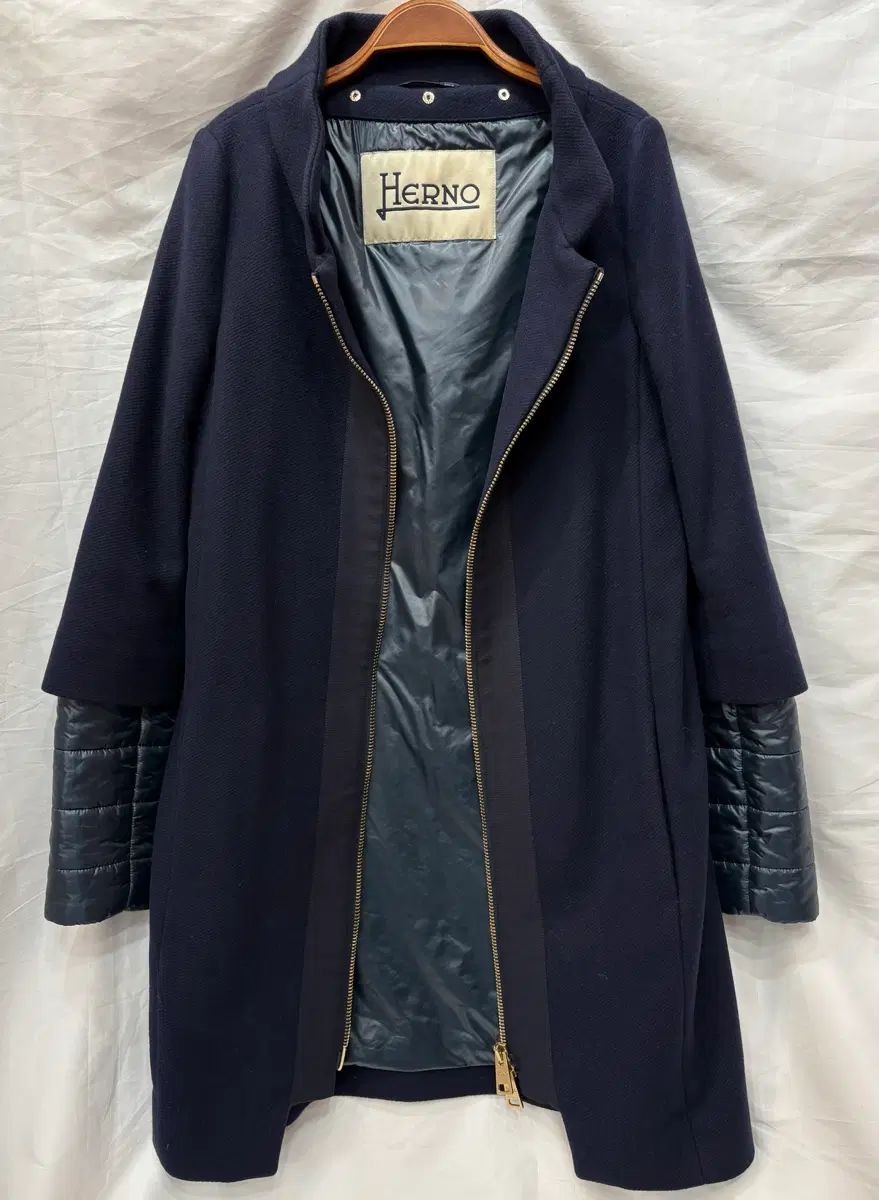 正規品) エルノ ネイビー キルティング 袖 コート 40/55サイズ