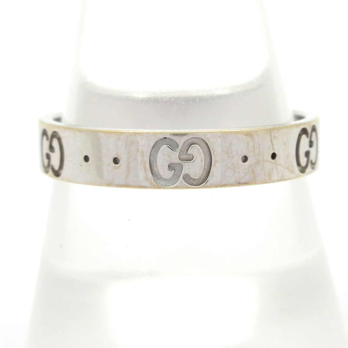GUCCI(グッチ) リング アイコン K18WG イニシャル刻印/記念日刻印/総重量：4.0g